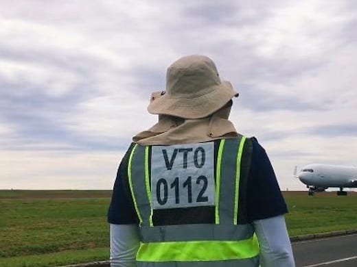 Integrante da equipe credenciado em área restrita